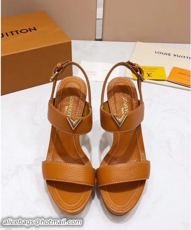 Grade Design Louis Vuitton Heel 10.5cm Platform 2cm New Wave Sandals LV91901 Khaki 2019