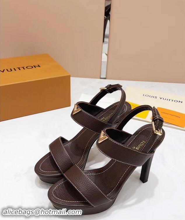 Luxury Design Louis Vuitton Heel 10.5cm Platform 2cm New Wave Sandals LV91901 Coffee 2019