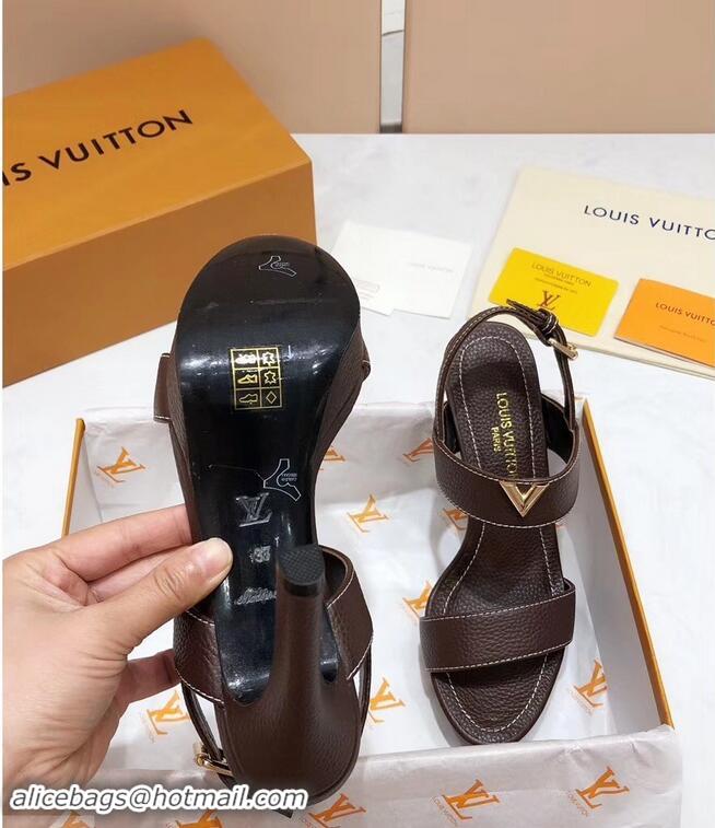 Luxury Design Louis Vuitton Heel 10.5cm Platform 2cm New Wave Sandals LV91901 Coffee 2019