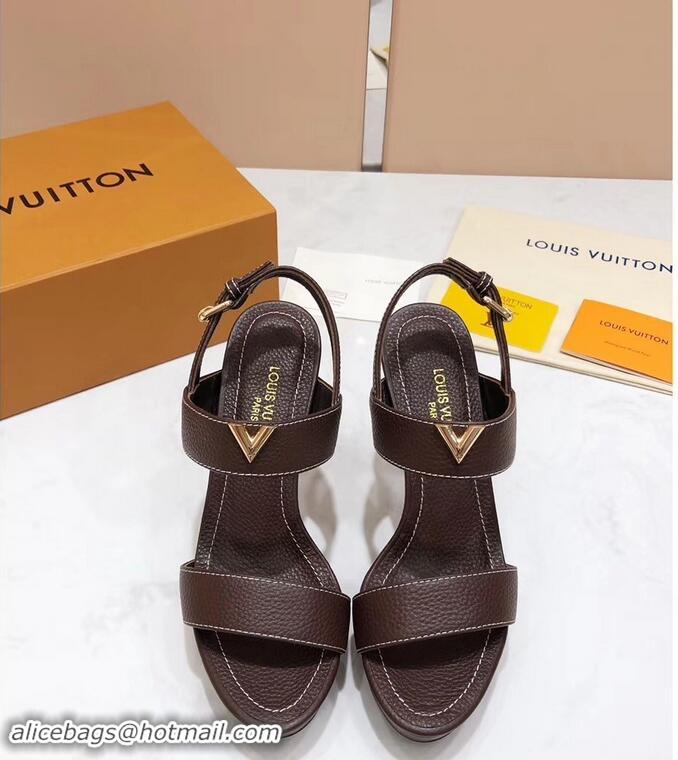 Luxury Design Louis Vuitton Heel 10.5cm Platform 2cm New Wave Sandals LV91901 Coffee 2019