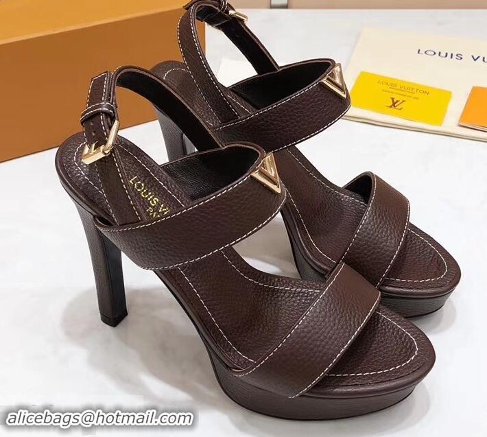 Luxury Design Louis Vuitton Heel 10.5cm Platform 2cm New Wave Sandals LV91901 Coffee 2019