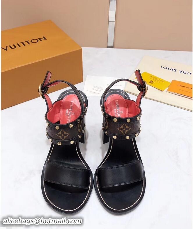 Discount Louis Vuitton Studs Heel 10cm Passenger Sandals LV92909 Monogram Canvas 2019