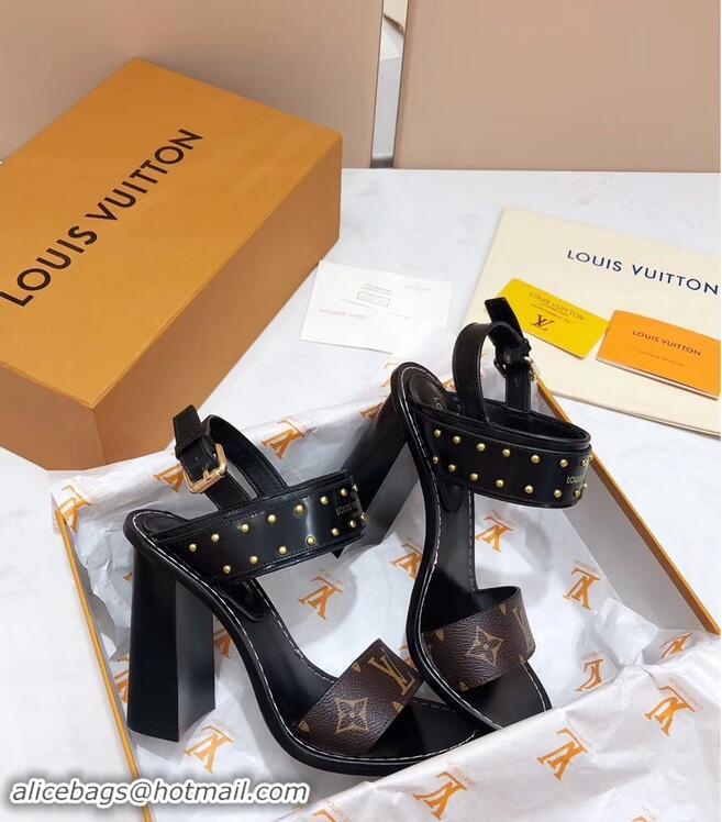 Low Price Louis Vuitton Studs Heel 10cm Passenger Sandals LV92909 Black 2019