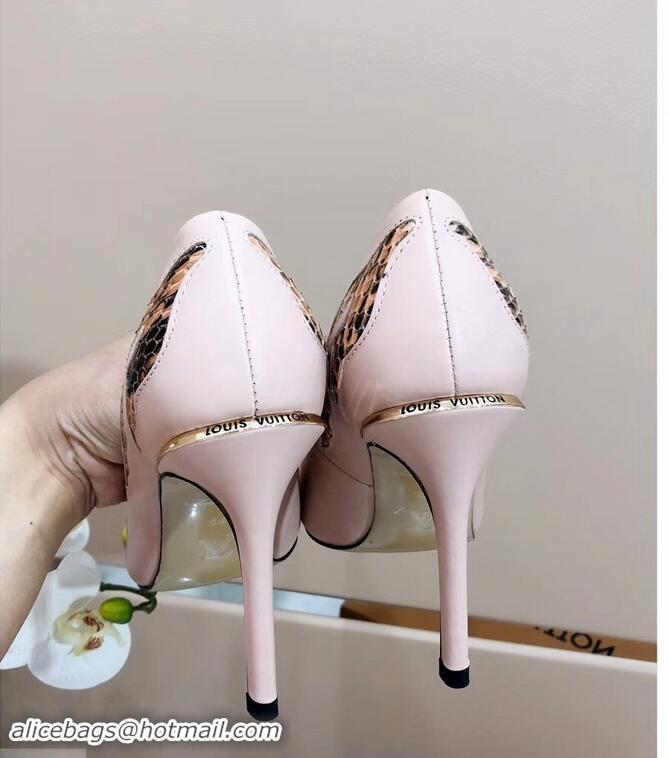 Inexpensive Louis Vuitton Heel 10.5cm Eyeline Pumps Python LV91912 Pattern Pink 2019