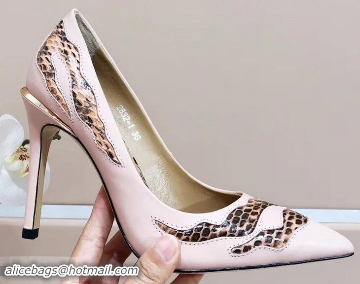 Inexpensive Louis Vuitton Heel 10.5cm Eyeline Pumps Python LV91912 Pattern Pink 2019