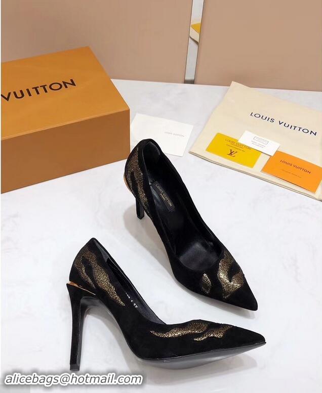 ​Discount Louis Vuitton Heel 10.5cm Eyeline Pumps Python LV91912 Pattern Black 2019