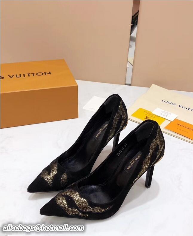 ​Discount Louis Vuitton Heel 10.5cm Eyeline Pumps Python LV91912 Pattern Black 2019