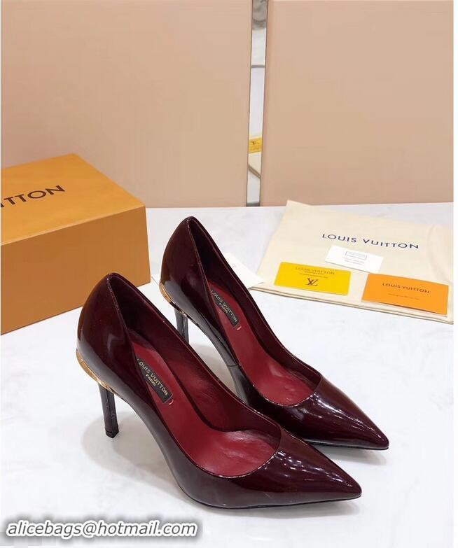 Buy Cheap Louis Vuitton Heel 10.5cm Eyeline Pumps LV91915 Patent Burgundy 2019