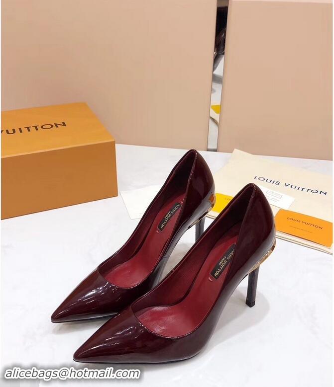 Buy Cheap Louis Vuitton Heel 10.5cm Eyeline Pumps LV91915 Patent Burgundy 2019