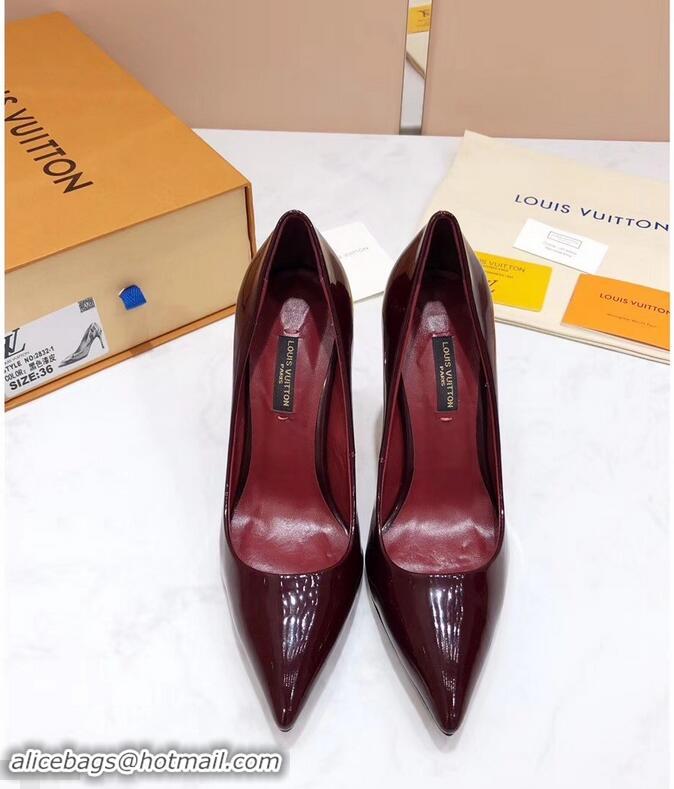 Buy Cheap Louis Vuitton Heel 10.5cm Eyeline Pumps LV91915 Patent Burgundy 2019