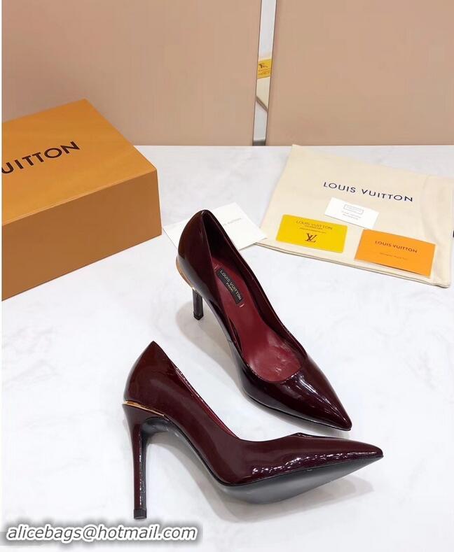 Buy Cheap Louis Vuitton Heel 10.5cm Eyeline Pumps LV91915 Patent Burgundy 2019