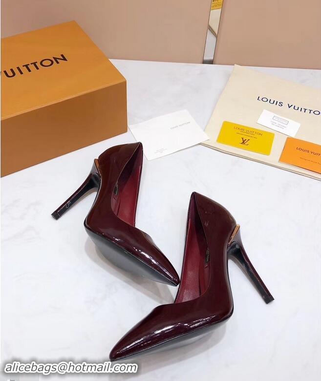 Buy Cheap Louis Vuitton Heel 10.5cm Eyeline Pumps LV91915 Patent Burgundy 2019