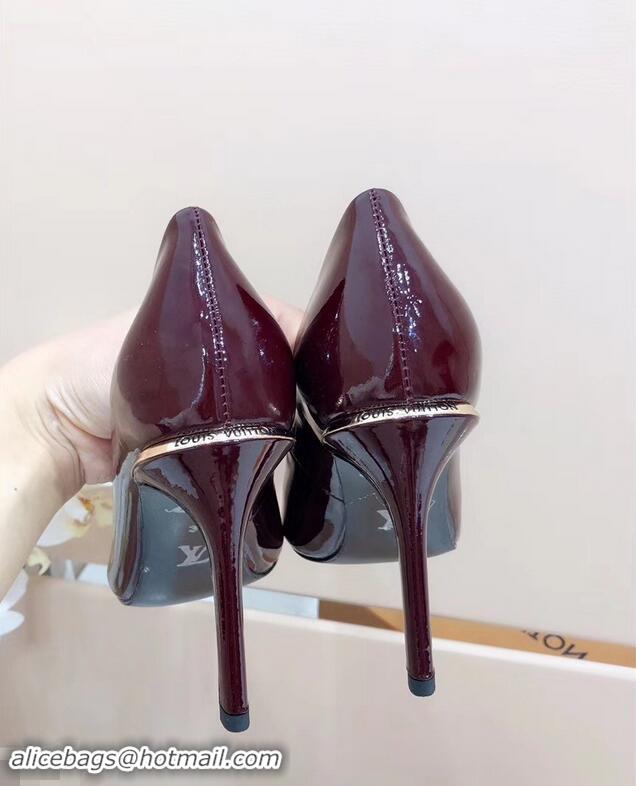 Buy Cheap Louis Vuitton Heel 10.5cm Eyeline Pumps LV91915 Patent Burgundy 2019