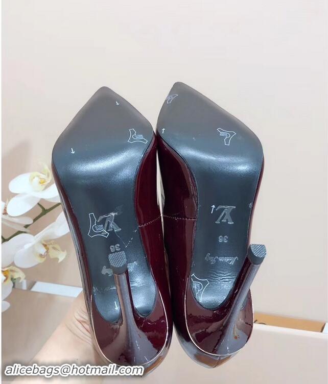 Buy Cheap Louis Vuitton Heel 10.5cm Eyeline Pumps LV91915 Patent Burgundy 2019