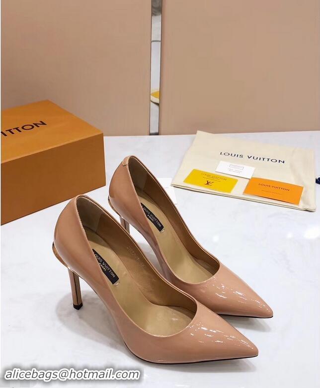 Buy Best Louis Vuitton Heel 10.5cm Eyeline Pumps LV91915 Patent Apricot 2019