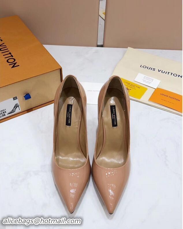 Buy Best Louis Vuitton Heel 10.5cm Eyeline Pumps LV91915 Patent Apricot 2019