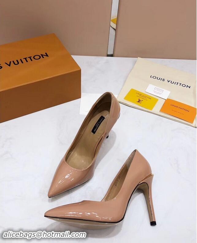 Buy Best Louis Vuitton Heel 10.5cm Eyeline Pumps LV91915 Patent Apricot 2019