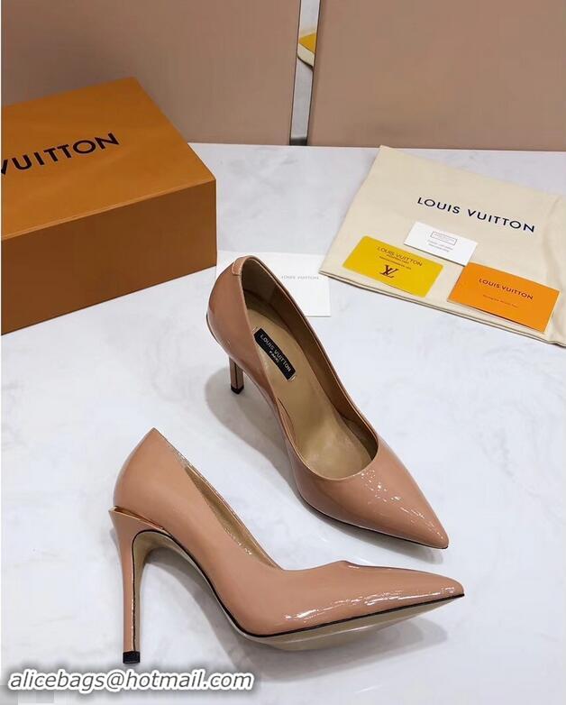 Buy Best Louis Vuitton Heel 10.5cm Eyeline Pumps LV91915 Patent Apricot 2019