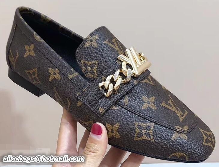 Low Price Louis Vuitton Upper Case Flat Loafer Chain 1A4XDD Monogram Canvas 2019