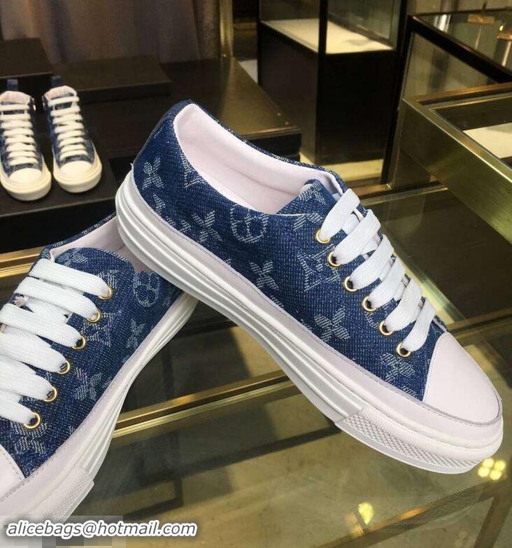 Buy Perfect Louis Vuitton Monogram Denim Stellar Sneakers 1A4WTT Bleu Jeans Blue 2019