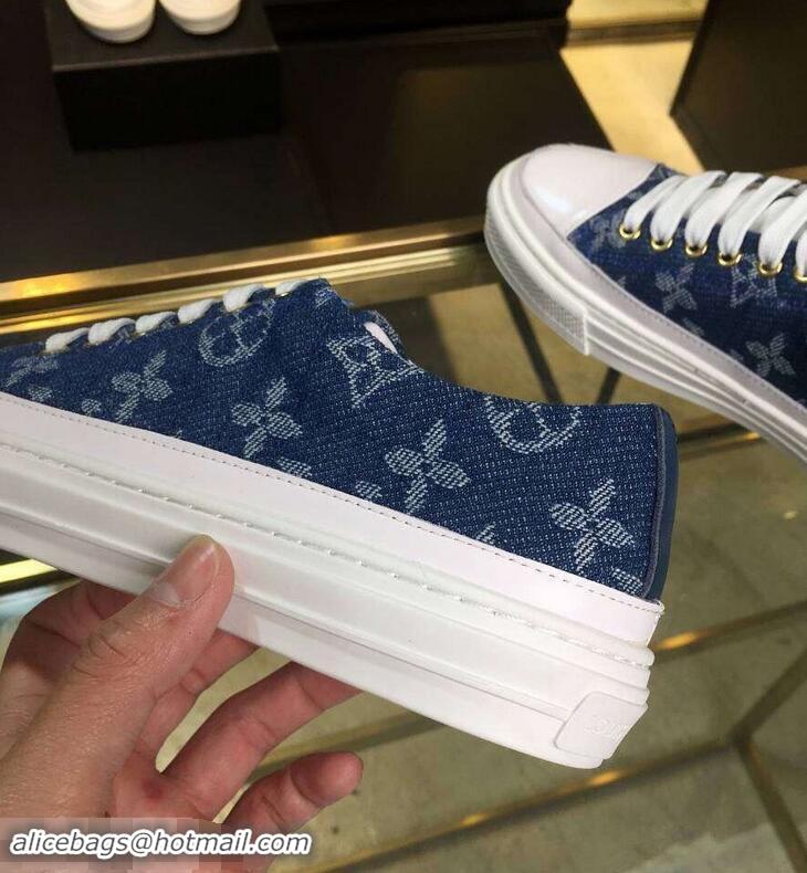 Buy Perfect Louis Vuitton Monogram Denim Stellar Sneakers 1A4WTT Bleu Jeans Blue 2019