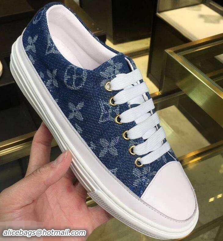 Buy Perfect Louis Vuitton Monogram Denim Stellar Sneakers 1A4WTT Bleu Jeans Blue 2019