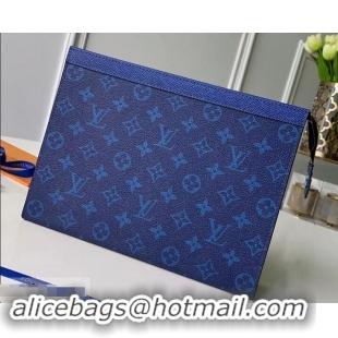 Colorful Louis Vuitton Monogram Canvas/Taiga Leather Pochette Voyage MM Bag M441633 Blue 2019