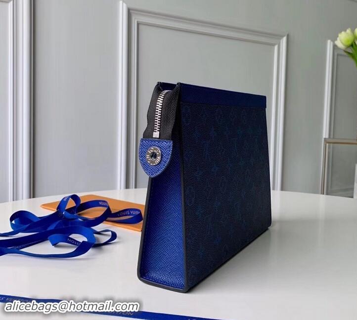 Colorful Louis Vuitton Monogram Canvas/Taiga Leather Pochette Voyage MM Bag M441633 Blue 2019