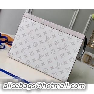 Modern Louis Vuitton Monogram Canvas/Taiga Leather Pochette Voyage MM Bag M441633 White 2019