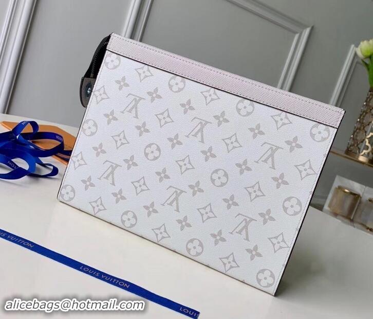 Modern Louis Vuitton Monogram Canvas/Taiga Leather Pochette Voyage MM Bag M441633 White 2019