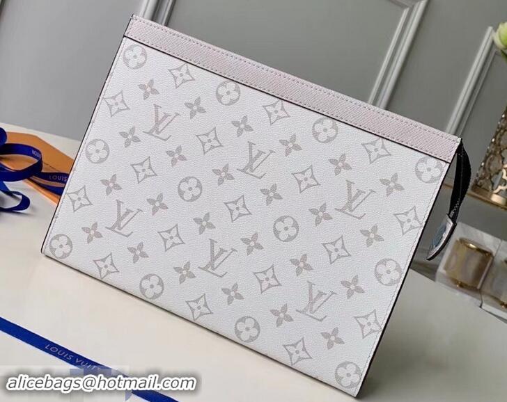 Modern Louis Vuitton Monogram Canvas/Taiga Leather Pochette Voyage MM Bag M441633 White 2019