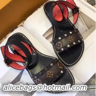 Low Price Louis Vuitton Passenger Flat Sandals LV93301 Black 2019