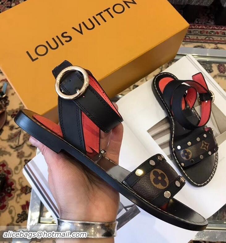 Low Price Louis Vuitton Passenger Flat Sandals LV93301 Black 2019