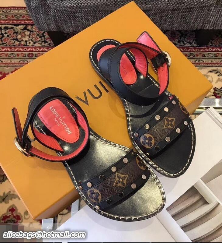 Low Price Louis Vuitton Passenger Flat Sandals LV93301 Black 2019