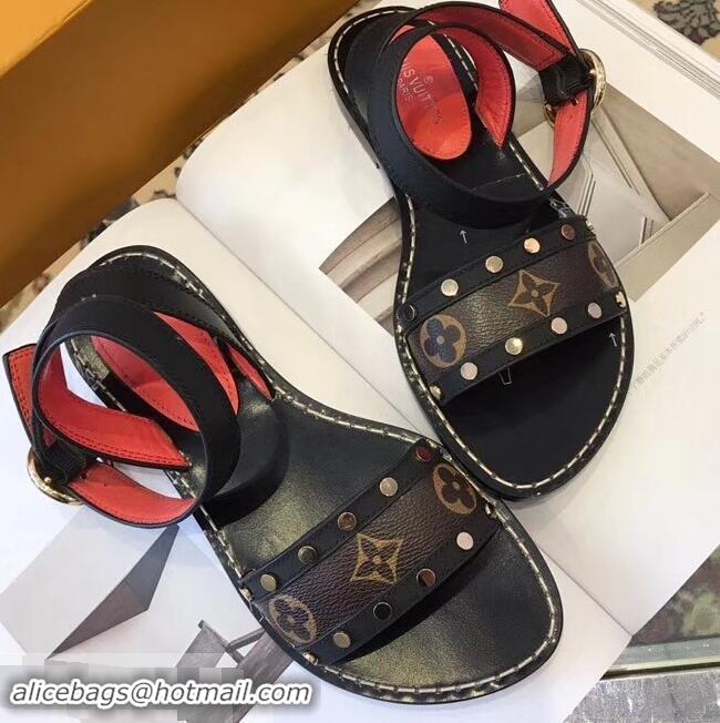 Low Price Louis Vuitton Passenger Flat Sandals LV93301 Black 2019