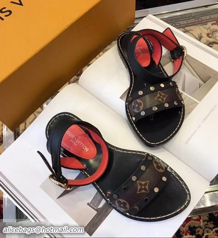 Low Price Louis Vuitton Passenger Flat Sandals LV93301 Black 2019