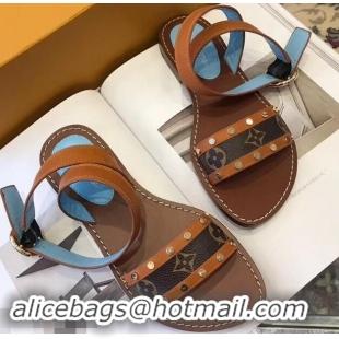 Cheap Louis Vuitton Passenger Flat Sandals LV93301 Cognac Brown 2019