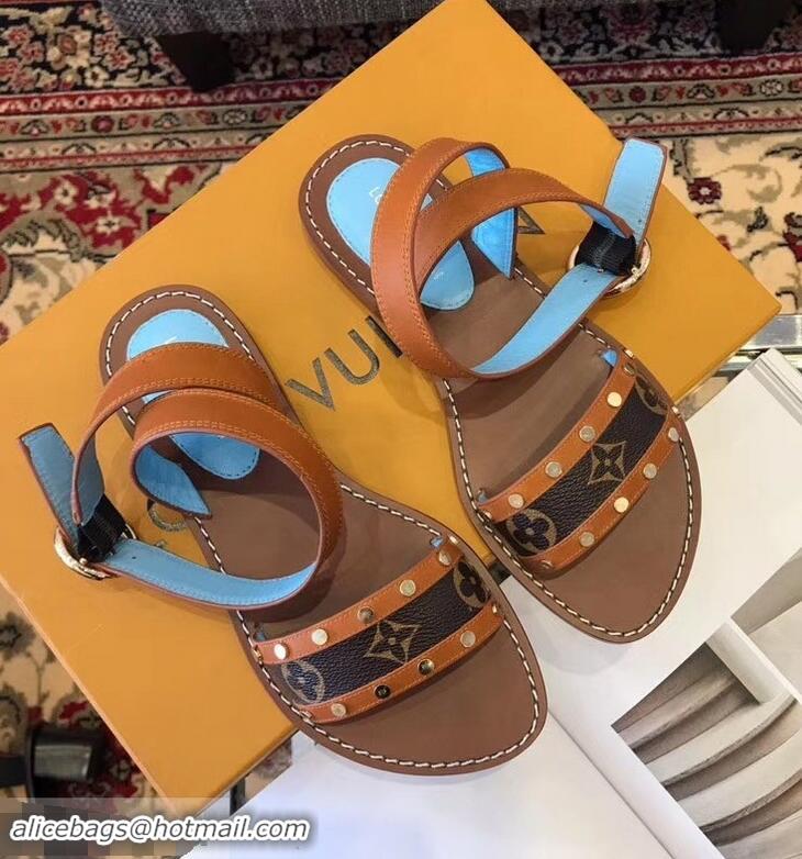 Cheap Louis Vuitton Passenger Flat Sandals LV93301 Cognac Brown 2019