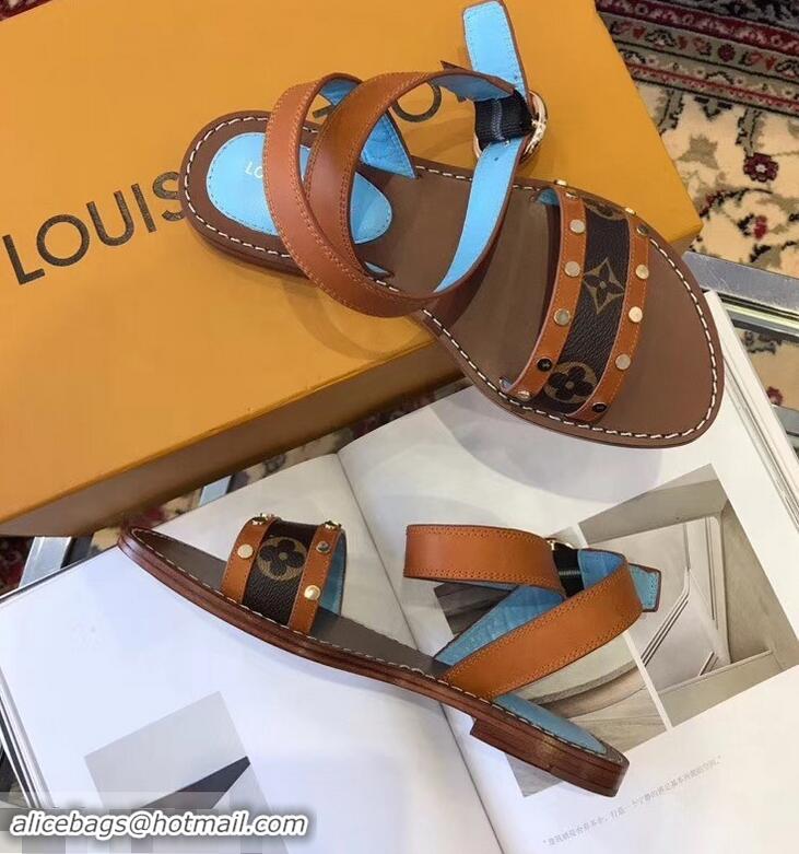 Cheap Louis Vuitton Passenger Flat Sandals LV93301 Cognac Brown 2019