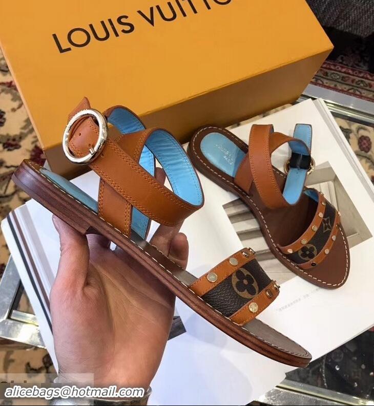 Cheap Louis Vuitton Passenger Flat Sandals LV93301 Cognac Brown 2019