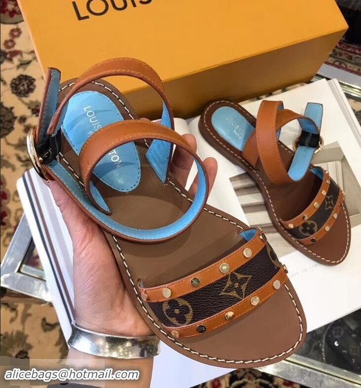 Cheap Louis Vuitton Passenger Flat Sandals LV93301 Cognac Brown 2019