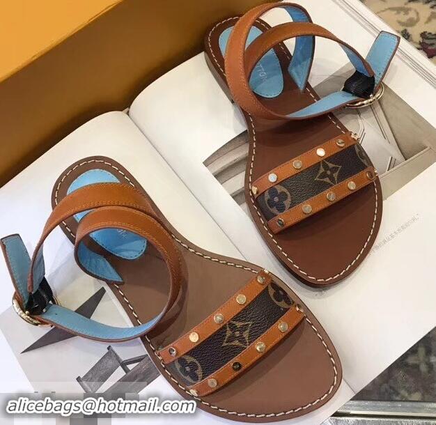 Cheap Louis Vuitton Passenger Flat Sandals LV93301 Cognac Brown 2019