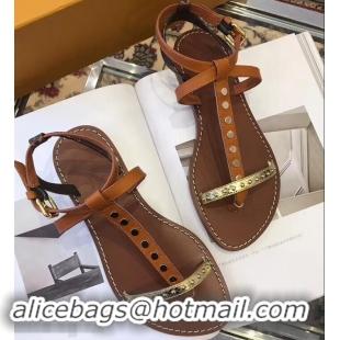 Affordable Price Louis Vuitton Wayside Flat Sandals LV93303 Brown 2019