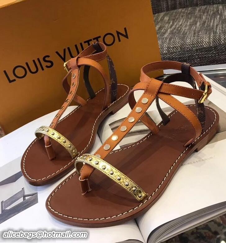 Affordable Price Louis Vuitton Wayside Flat Sandals LV93303 Brown 2019