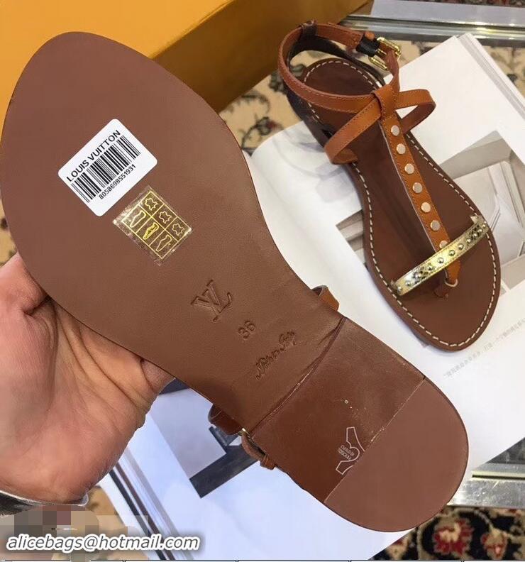 Affordable Price Louis Vuitton Wayside Flat Sandals LV93303 Brown 2019