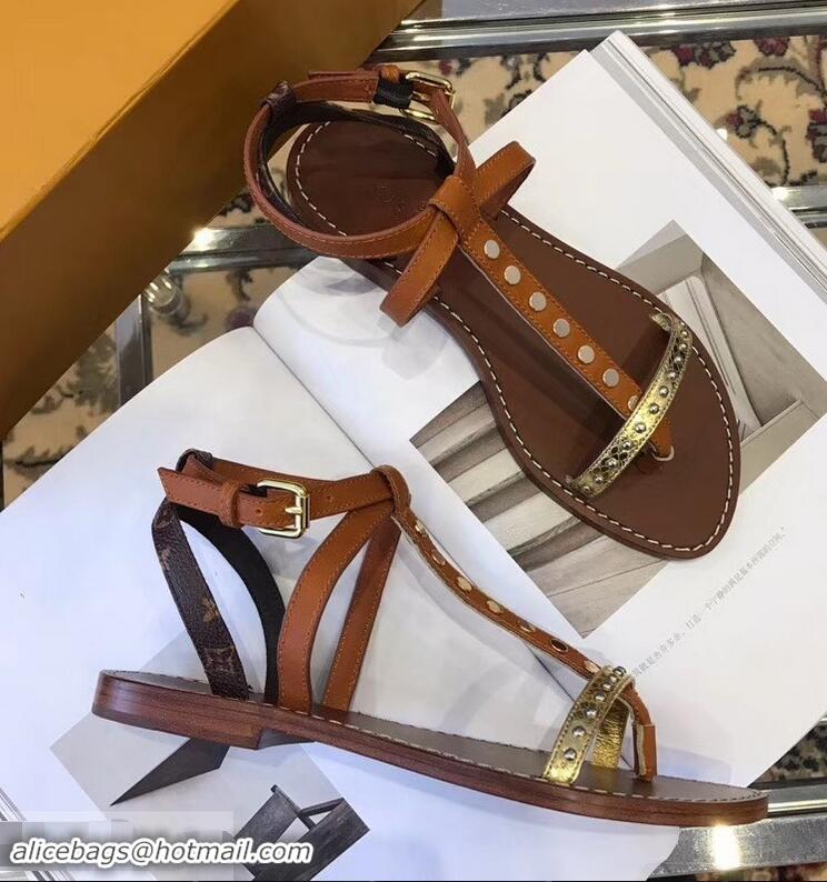 Affordable Price Louis Vuitton Wayside Flat Sandals LV93303 Brown 2019