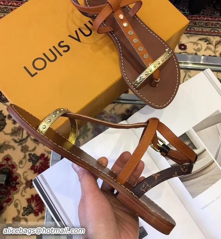 Affordable Price Louis Vuitton Wayside Flat Sandals LV93303 Brown 2019