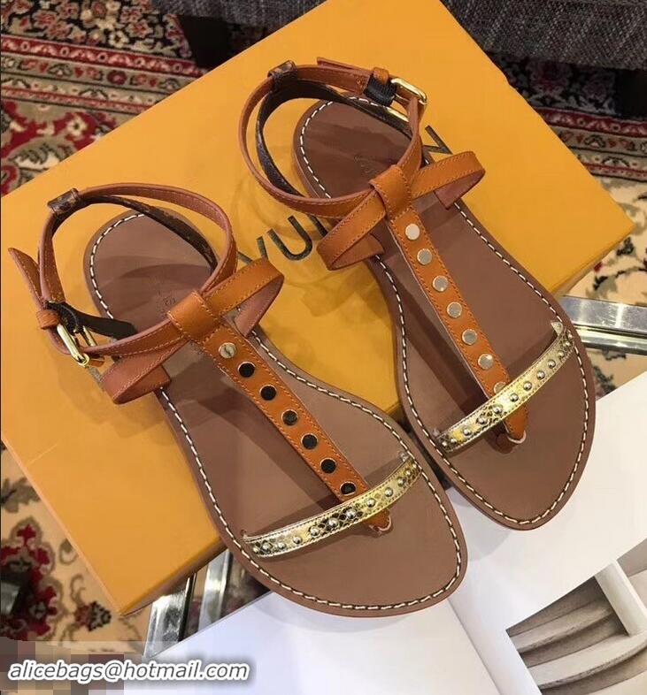 Affordable Price Louis Vuitton Wayside Flat Sandals LV93303 Brown 2019