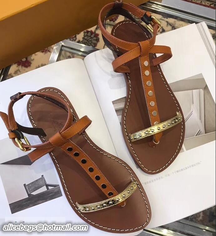 Affordable Price Louis Vuitton Wayside Flat Sandals LV93303 Brown 2019