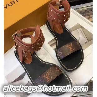 Buy Top Quality Louis Vuitton Nomad Flat Sandals LV93305 Brown 2019